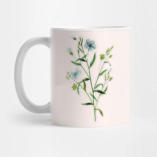 Blooming Blue Flax Plant Vintage Botanical Illustration Mug